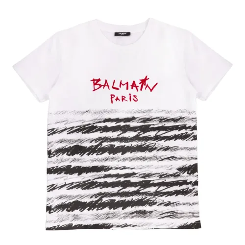 Balmain , Kids White Regular Fit T-Shirt ,White male, Sizes: