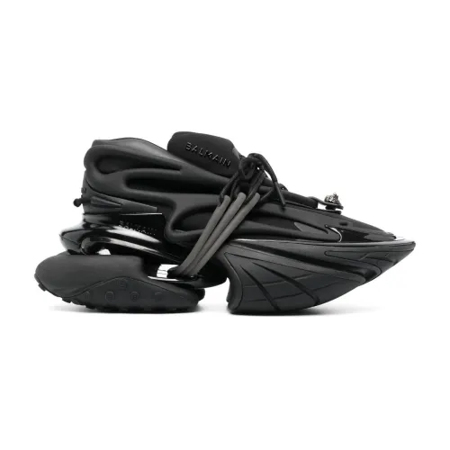 Balmain , Layered Noir Goat Leather Sneakers ,Black female, Sizes: