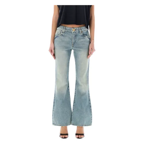 Balmain , Light Blue Western Bootcut Denim Jeans ,Blue female, Sizes: