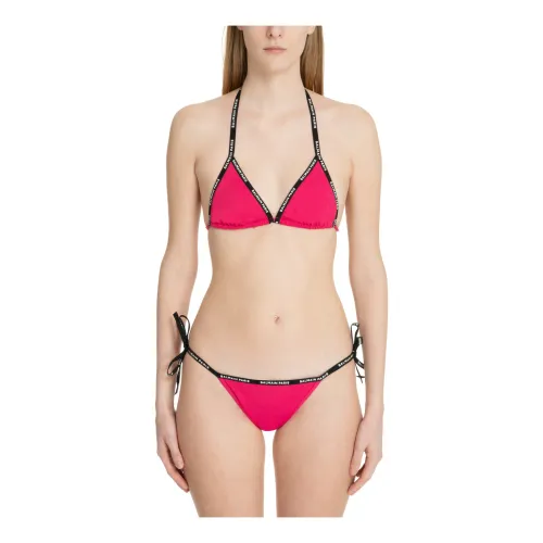 Balmain , Logo Bikini with Lace Closure ,Pink female, Sizes: