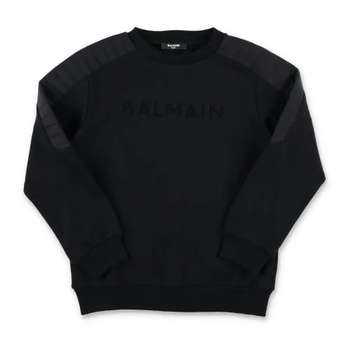 Balmain , Logo Fleece Jacket ,Black male, Sizes: