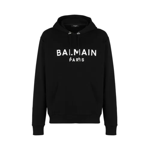Balmain , Logo Hoodie ,Black male, Sizes:
