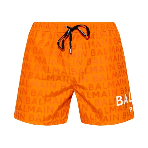 Balmain , Logo Swim Shorts, Orange ,Orange male, Sizes: