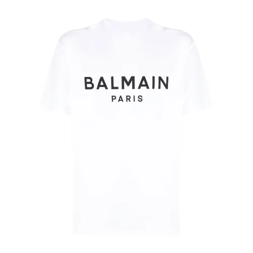 Balmain , Logo T-Shirt ,White male, Sizes:
