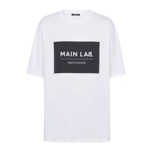 Balmain , Main Lab label T-shirt ,White male, Sizes: