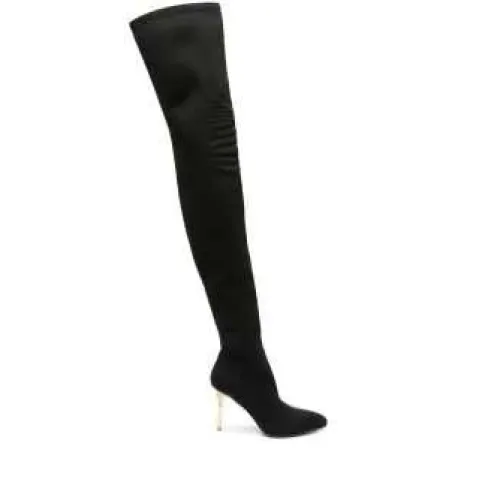 Balmain , Medusa Quilted Over-the-Knee Boots ,Black female, Sizes: