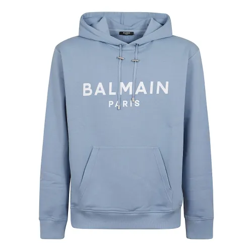 Balmain , Men's Clothing Sweatshirts Blue Ss24 ,Blue male, Sizes: