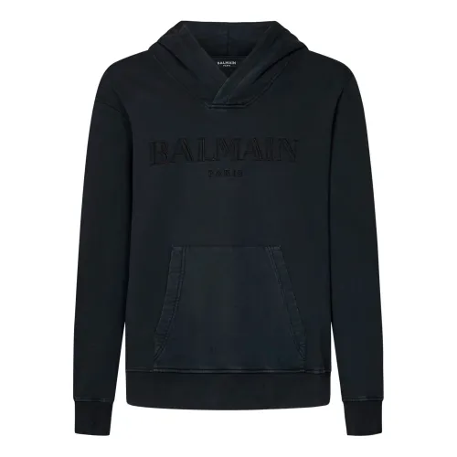 Balmain , Mens Clothing Sweatshirts Grey Ss24 ,Gray male, Sizes:
