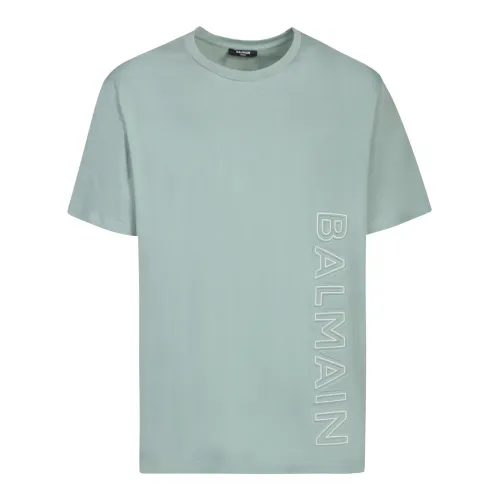 Balmain , Mens Clothing T-Shirts Polos Green Ss23 ,Green male, Sizes: