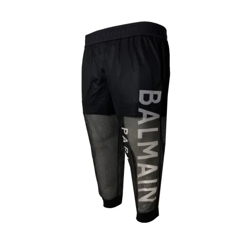 Balmain , Mesh Long Shorts ,Black male, Sizes: