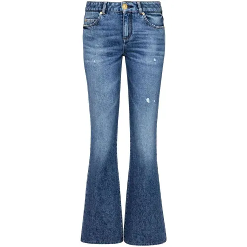 Balmain , mid-rise flaredblue denim jeans ,Blue female, Sizes: