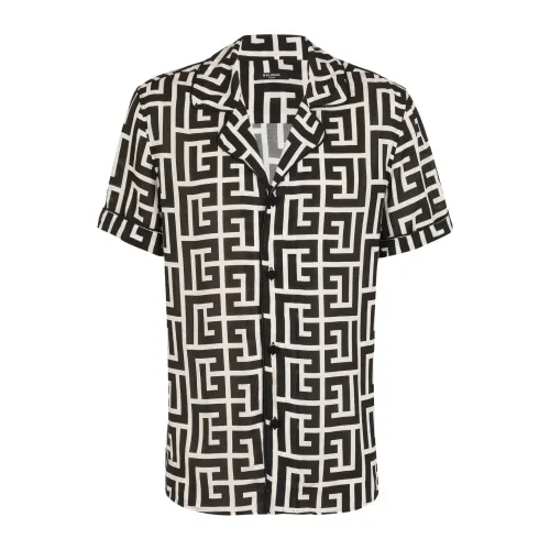 Balmain , Monogram-printed shirt ,Black male, Sizes: