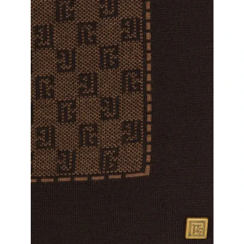 Balmain , Monogram wool scarf ,Brown male, Sizes: ONE