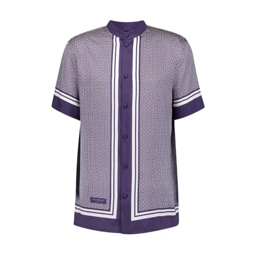 Balmain , Monogrammed Scarf-Print Shirt ,Multicolor male, Sizes: