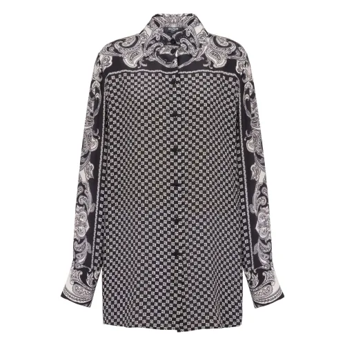Balmain , Paisley print silk shirt ,Black female, Sizes: