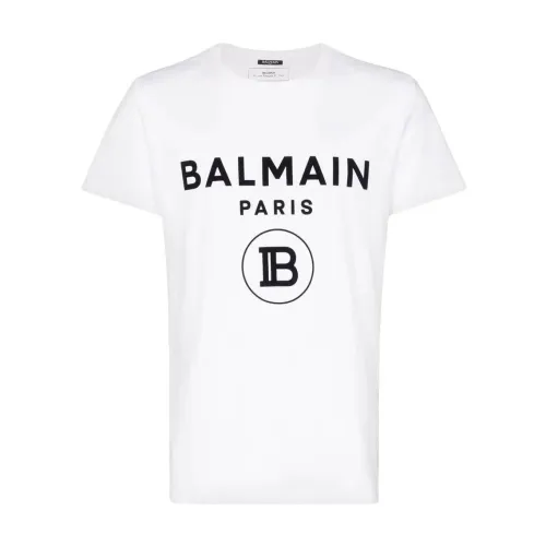 Balmain , Paris Logo T-Shirt ,White male, Sizes: