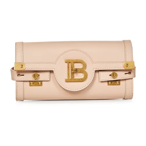 Balmain , Pink Flap Shoulder Bag with Golden Details ,Pink female, Sizes: ONE SIZE