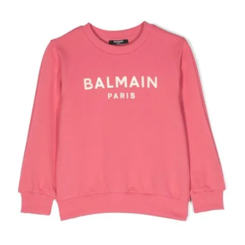 Balmain , Pink Junior Cotton Sweater for Girls ,Pink female, Sizes: