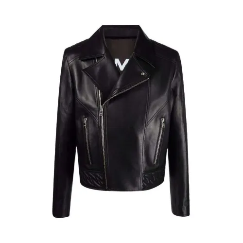Balmain , Quilted Biker Jacket with Double-Breasted Zip ,Black male, Sizes: