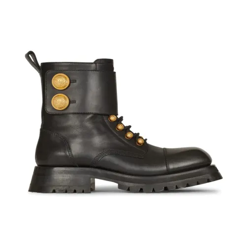 Balmain , Ranger Army leather ankle boots ,Black female, Sizes:
