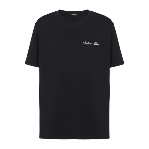 Balmain , signature T-shirt ,Black male, Sizes: