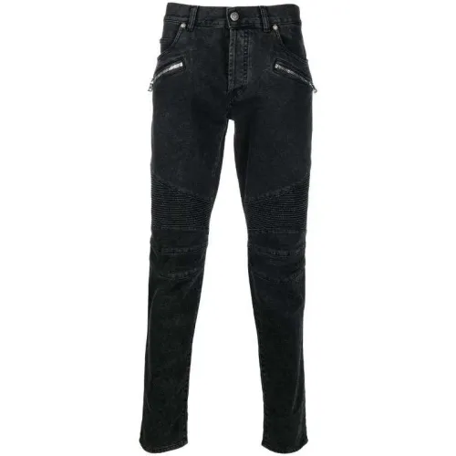 Balmain , Slim-Fit Low-Rise Denim Jeans ,Black male, Sizes: