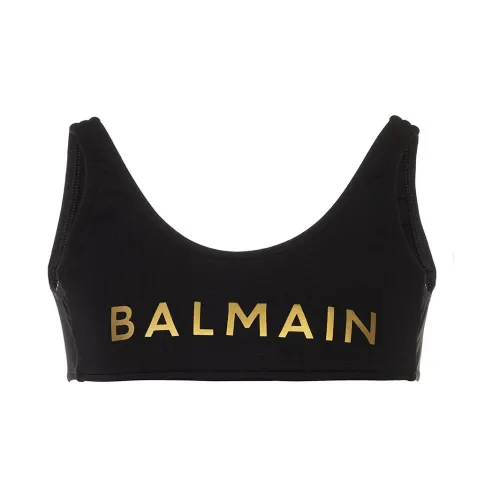 Balmain , Sporty Sleeveless Top ,Black female, Sizes: