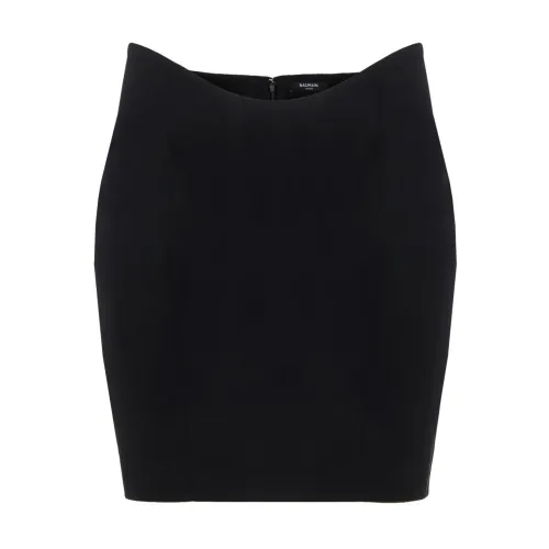Balmain , Stunning Black Short Skirt Ss22 ,Black female, Sizes: