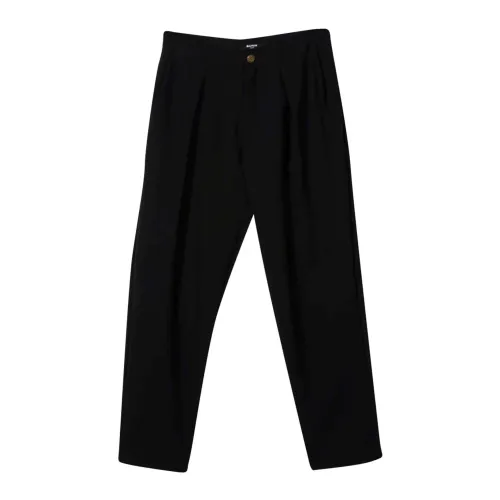 Balmain , Stylish Cotton Straight-Leg Pants ,Black male, Sizes: