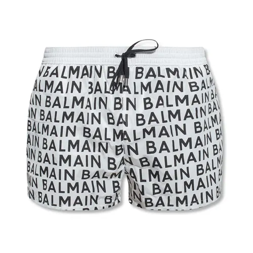 Balmain , Stylish Logo Swim Shorts ,White male, Sizes:
