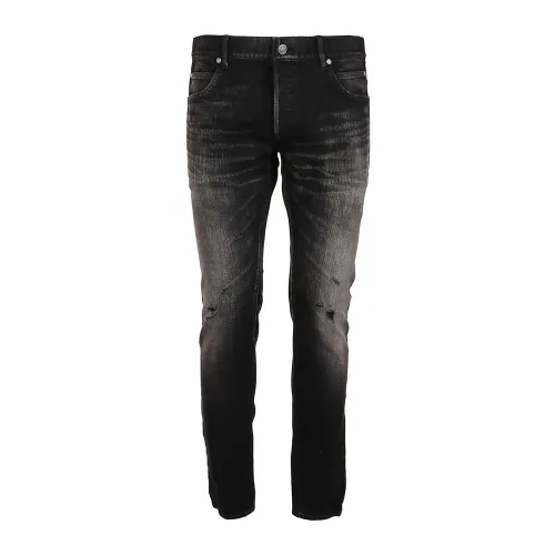 Balmain , Stylish Slim-fit Cotton Denim Jeans ,Gray male, Sizes: