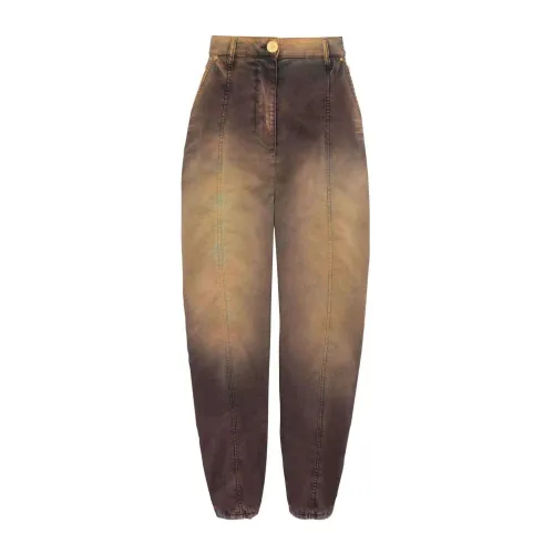 Balmain , Tie-Dye Print Tapered Jeans ,Brown female, Sizes:
