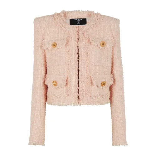 Balmain , Tweed jacket ,Pink female, Sizes: