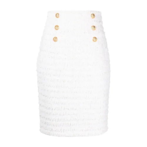 Balmain , Tweed Mini Skirt ,White female, Sizes: