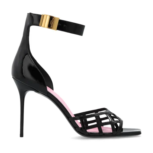 Balmain , Uma heeled sandals in patent leather ,Black female, Sizes: