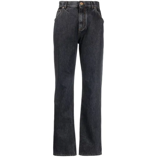 Balmain , Used denim wide leg jeans ,Black female, Sizes:
