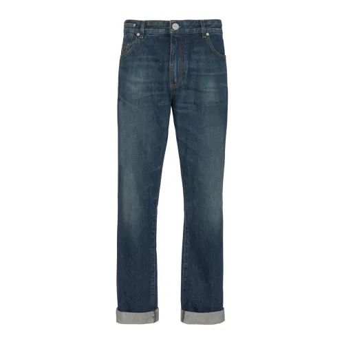 Balmain , Vintage straight-leg jeans ,Blue male, Sizes: