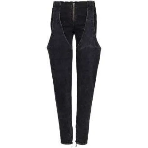 Balmain , Washed Cotton Low-Rise Jeans ,Black female, Sizes: