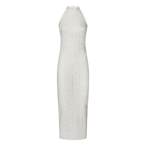Balmain , White Backless Sleeveless Dress with Gold Buttons ,White female, Sizes: