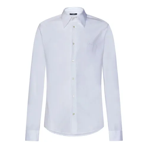Balmain , White Button-Front Shirts with Logo Embroidery ,White male, Sizes: