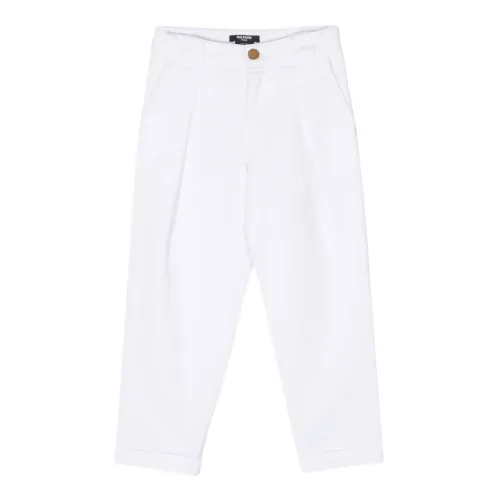 Balmain , White Classic Kids Trousers ,White female, Sizes: