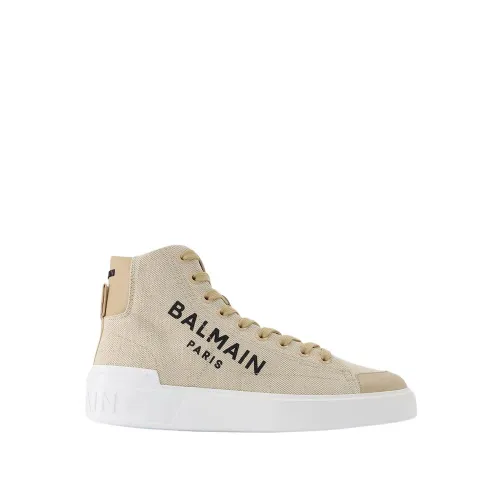 Balmain , White Cotton High Top Tennis Shoes ,White female, Sizes: