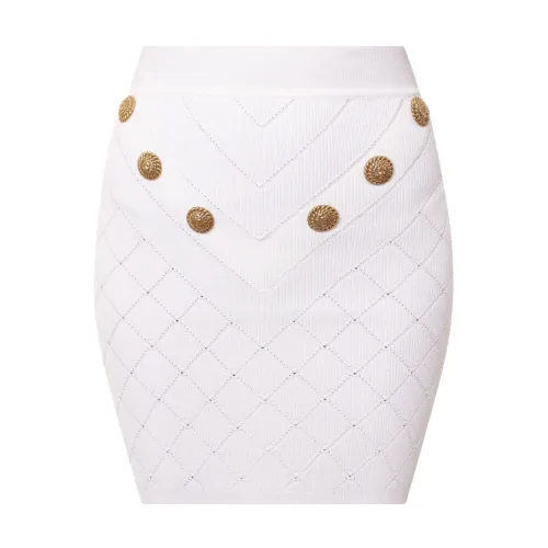 Balmain , White High Waist Skirt ,White female, Sizes: