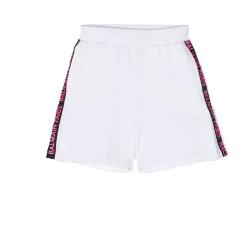Balmain , White Shorts with Logo Detail ,White female, Sizes: