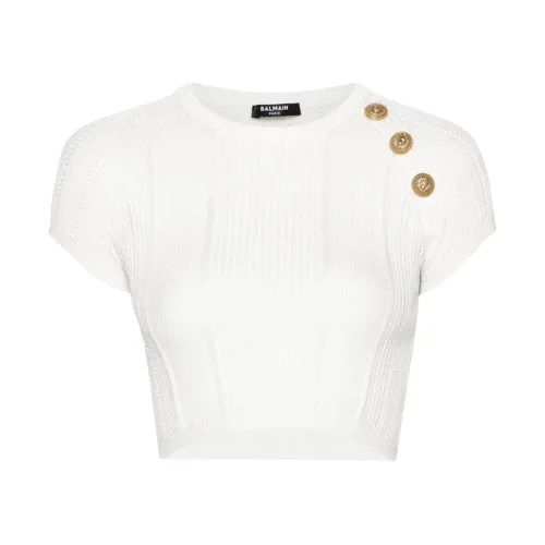 Balmain , White Signature Lion Button Shirt ,White female, Sizes: