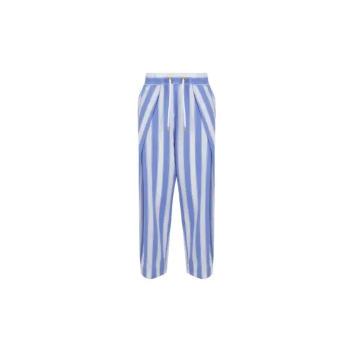 Balmain , Wide Trousers in Light Blue ,Blue female, Sizes: