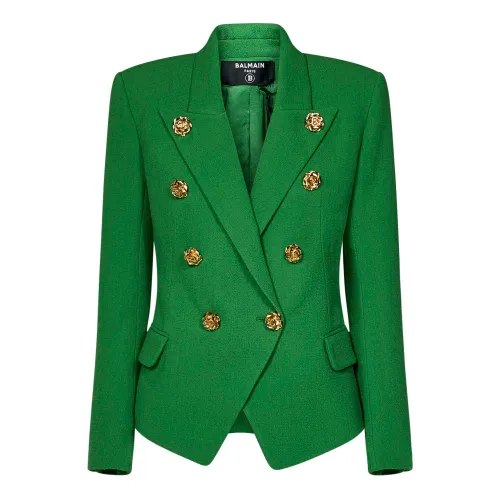 Balmain , Women's Clothing Outerwear Green Ss24 ,Green female, Sizes: