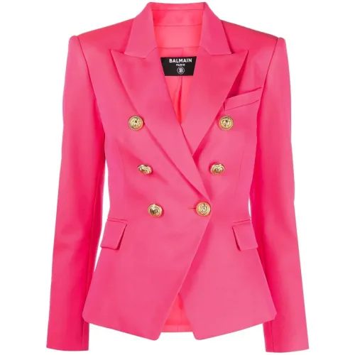 Balmain , Womens Clothing Outerwear Pink Ss23 ,Pink female, Sizes: