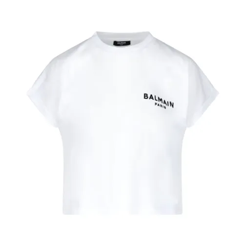 Balmain , Women's Clothing T-Shirts & Polos White Aw22 ,White female, Sizes: