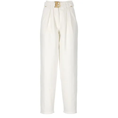 Balmain , Womens Clothing Trousers White Ss23 ,White female, Sizes: